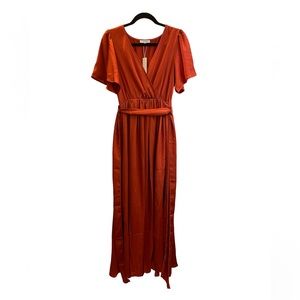 NWT Sicily Satin Baltic Born Rust Maxi Dress - Size M